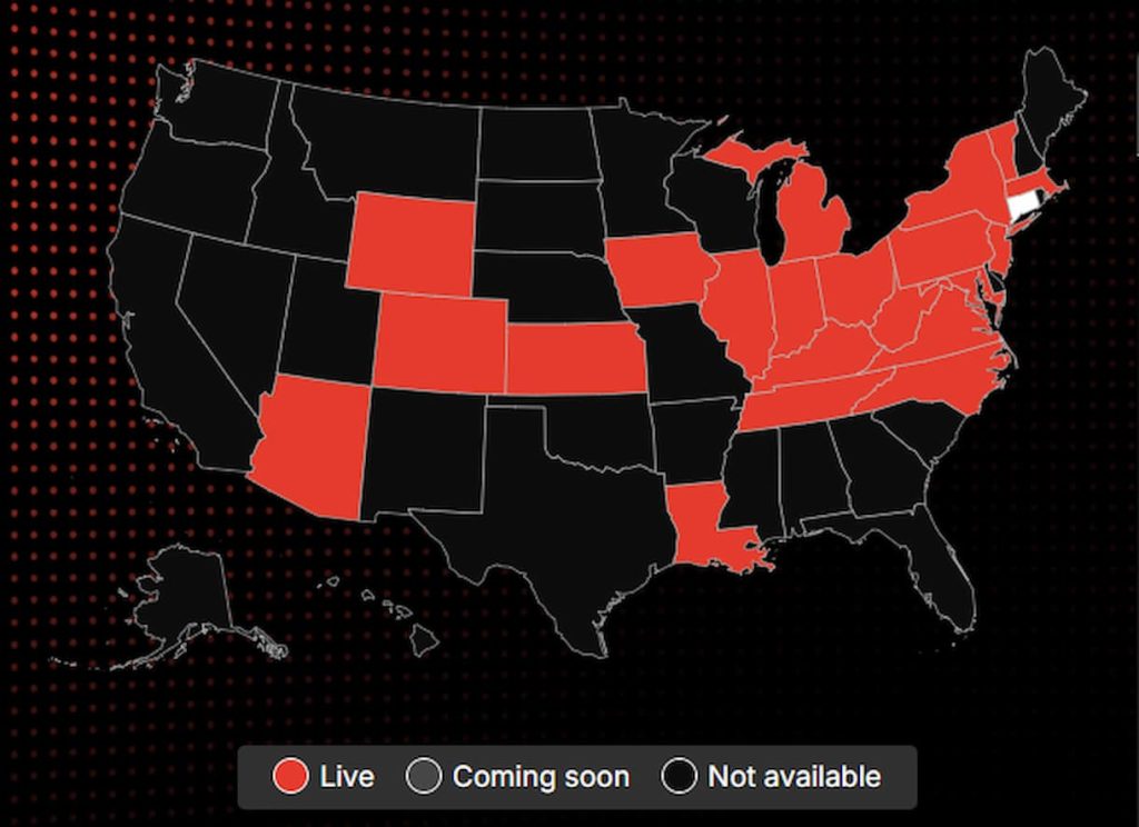 Caesars legal states map