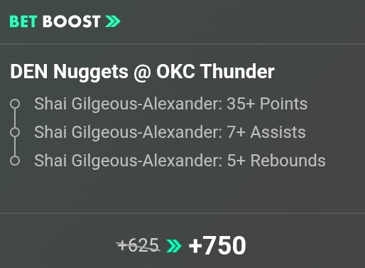 Nuggets @ Thunder NBA Same Game Parlay