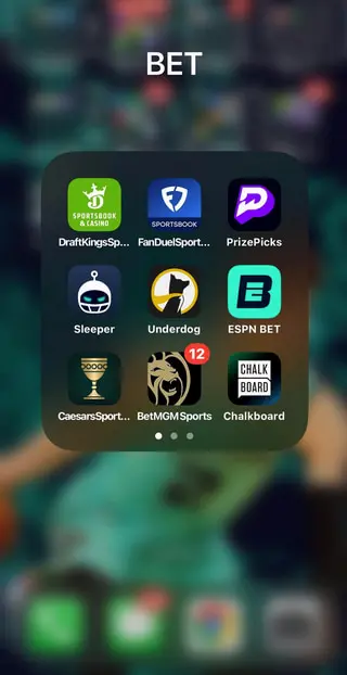 Betting app screen on smartphone