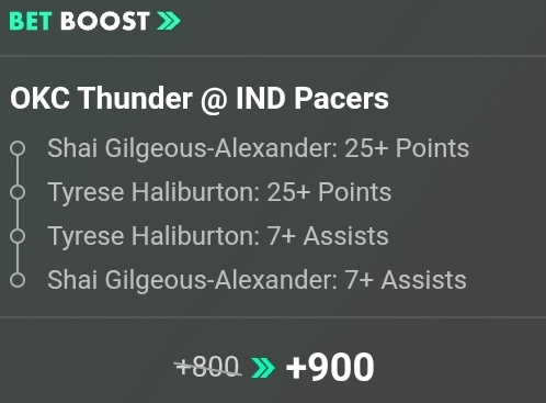 OKC Thunder @ Pacers NBA Same Game Parlay