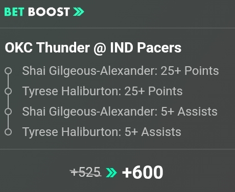 OKC Thunder @ IND Pacers NBA Same Game Player Parlay