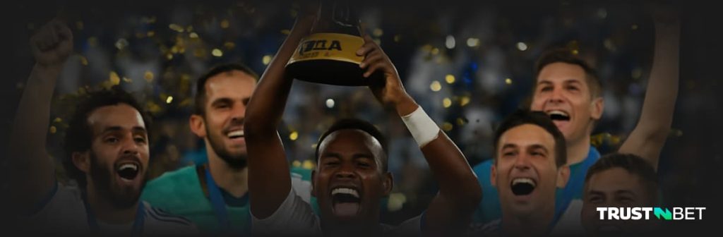 Players lift trophy