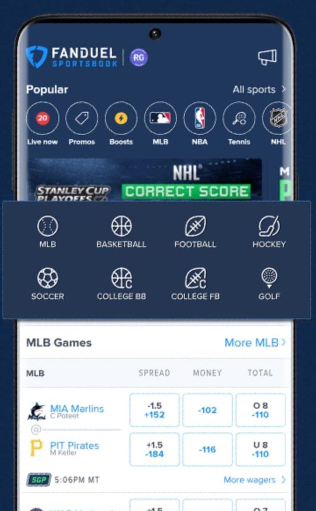 FanDuel App view