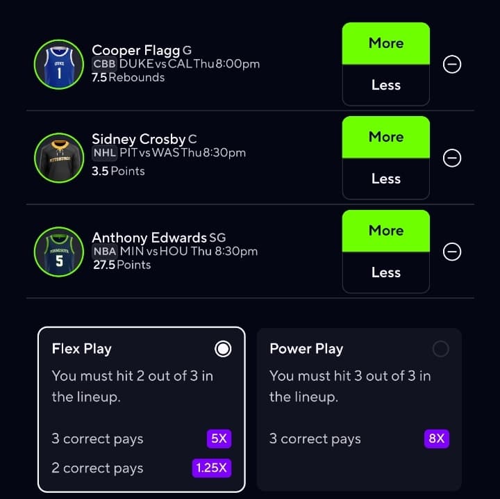 PrizePicks Flex Play & Power Play