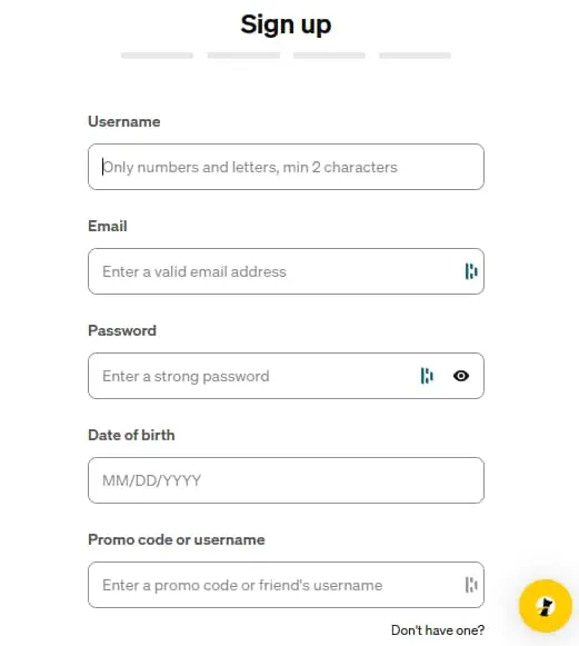 Underdog-app-sign-up-page