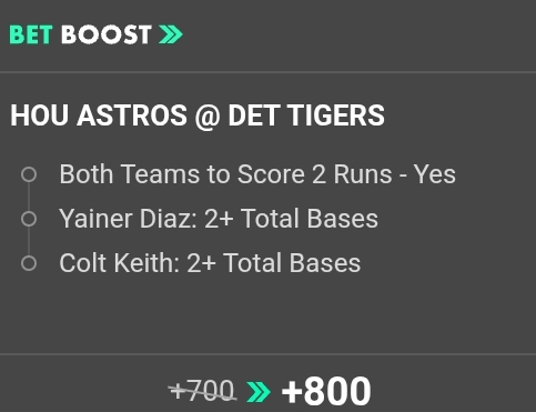 Astros @ Tigers MLB Same Game Parlay