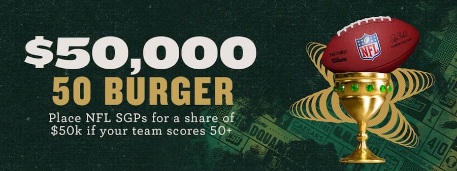 Caesars NFL 50 Burger Challenge Promo