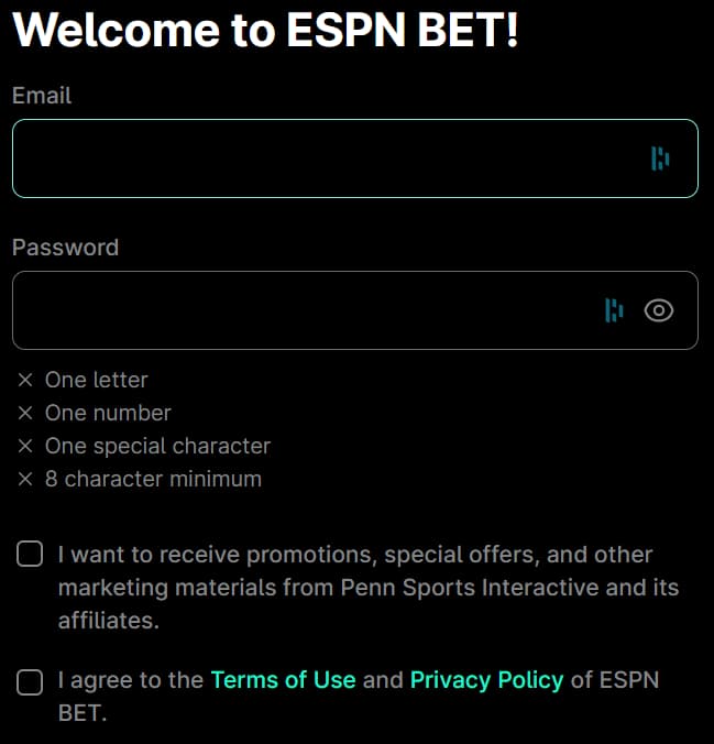 How to register at ESPN BET