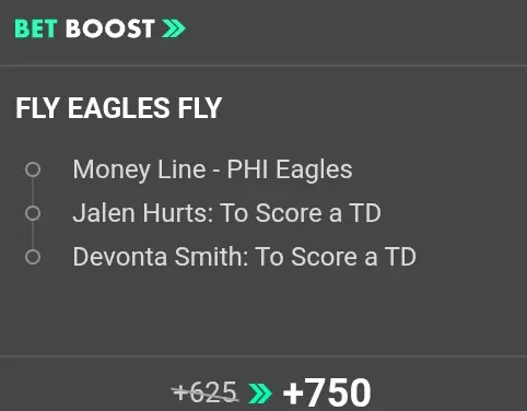 bet365 boosted Eagles @ Giants NFL SGP