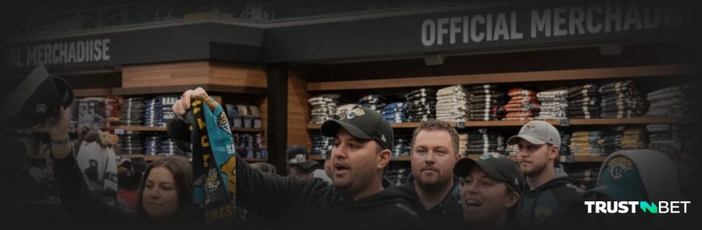 Jaguars merchandise and fans at Wembley Stadium