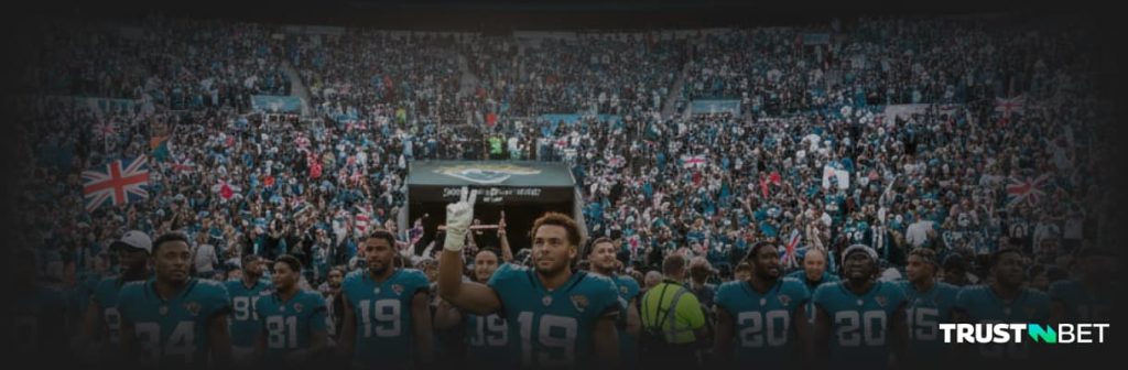 NFL players at midfield during Jaguars game