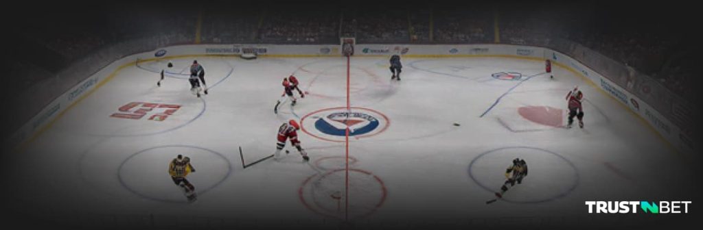 NHL players on the pitch