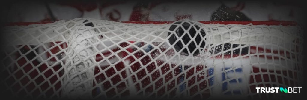 NHL puck enter top corner of goal