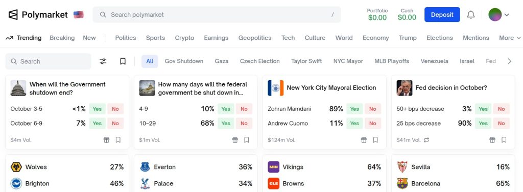 Polymarket Frontpage