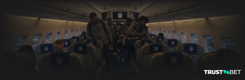 NFL players in flight
